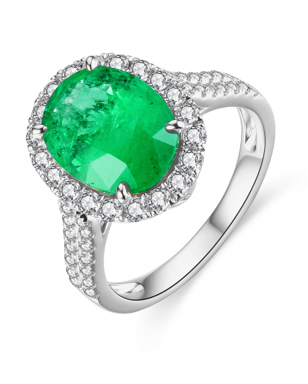 OVAL EMERALD DIAMOND RING (TR4585)