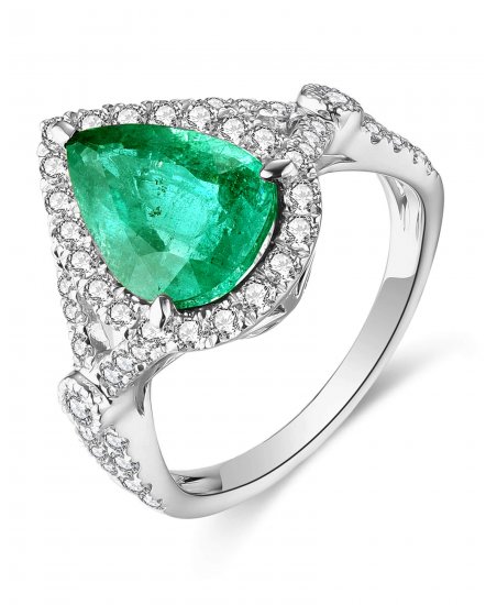 PEAR EMERALD DIAMOND RING (TR4597)