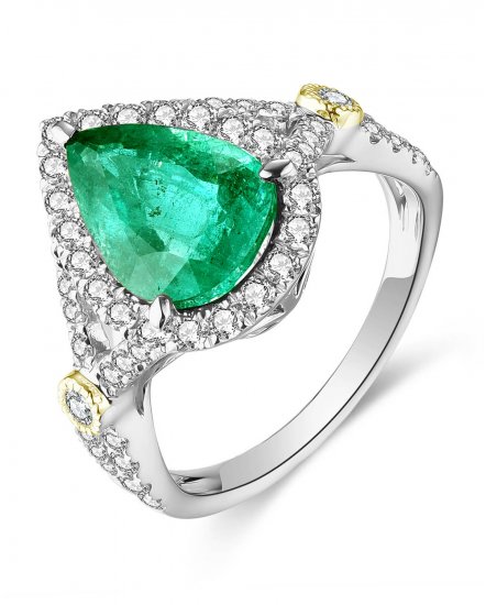 PEAR EMERALD DIAMOND RING (TR4597)