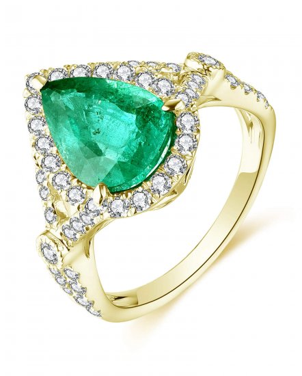 PEAR EMERALD DIAMOND RING (TR4597)