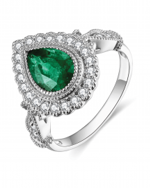 PEAR EMERALD DIAMOND RING (TR4600)
