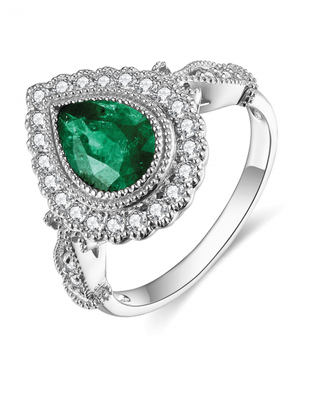 PEAR EMERALD DIAMOND RING (TR4600)