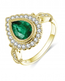 PEAR EMERALD DIAMOND RING (TR4600)