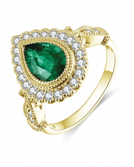 PEAR EMERALD DIAMOND RING (TR4600)