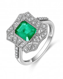 EMERALD CUT DIAMOND RING (TR4608)