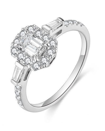 EMERALD CUT DIAMOND ENGAGEMENT RING (TR4632)