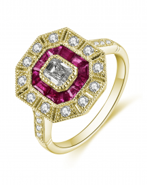 OCTAGON STYLE RUBY DIAMOND RING (TR4673)