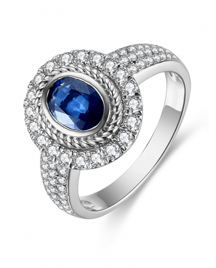 OVAL SAPPHIRE DIAMOND RING (TR4680)
