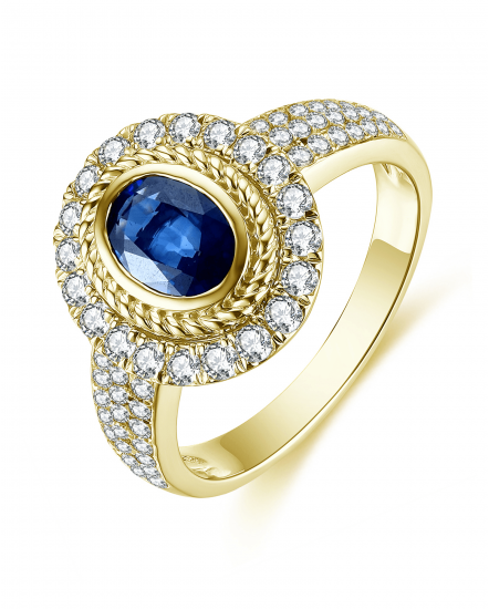 OVAL SAPPHIRE DIAMOND RING (TR4680)