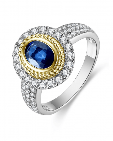 OVAL SAPPHIRE DIAMOND RING (TR4680)