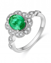 OVAL EMERALD DIAMOND RING (TR4685)