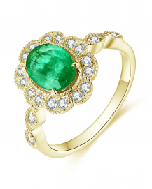 OVAL EMERALD DIAMOND RING (TR4685)
