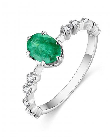 OVAL EMERALD DIAMOND RING (TR4691)