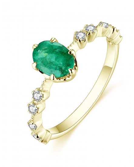 OVAL EMERALD DIAMOND RING (TR4691)