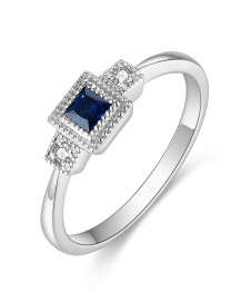 PRINCESS CUT SAPPHIRE DIAMOND RING (TR4696)