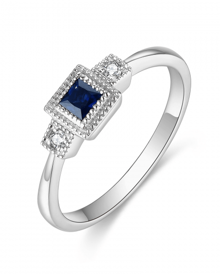 PRINCESS CUT SAPPHIRE DIAMOND RING (TR4696)