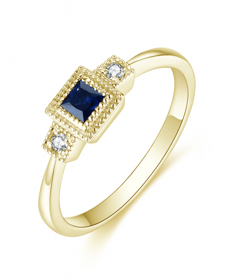 PRINCESS CUT SAPPHIRE DIAMOND RING (TR4696)