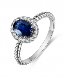 OVAL SAPPHIRE DIAMOND RING (TR4707)