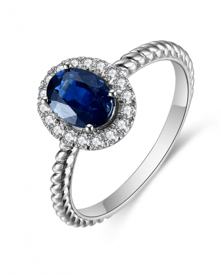 OVAL SAPPHIRE DIAMOND RING (TR4707)