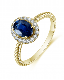 OVAL SAPPHIRE DIAMOND RING (TR4707)