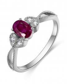 OVAL RUBY DIAMOND RING (TR4717)