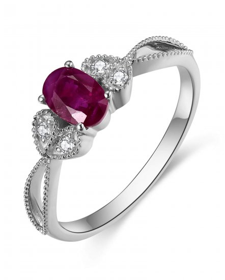 OVAL RUBY DIAMOND RING (TR4717)