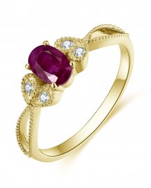 OVAL RUBY DIAMOND RING (TR4717)