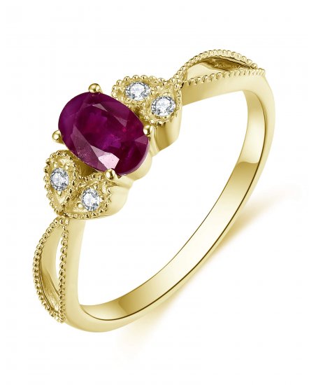 OVAL RUBY DIAMOND RING (TR4717)