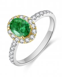 OVAL EMERALD DIAMOND RING (TR4719)