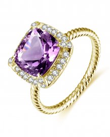 CUSHION AMETHYST DIAMOND RING (TR4741)