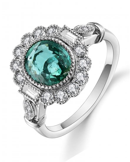 OVAL EMERALD DIAMOND RING (TR4824)