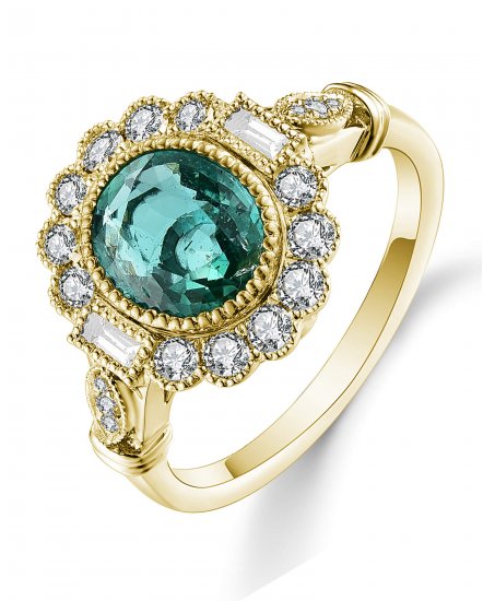OVAL EMERALD DIAMOND RING (TR4824)