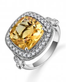 CUSHION CITRINE DIAMOND RING (TR5134)