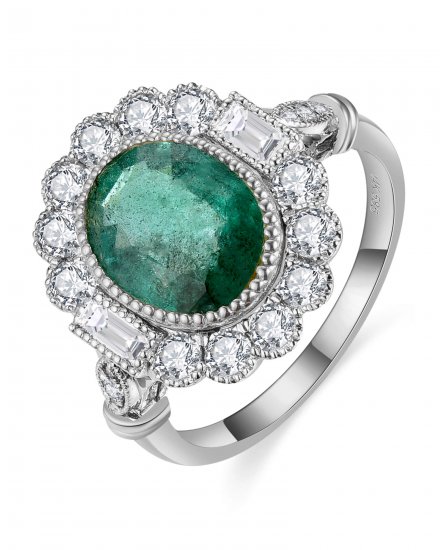 OVAL EMERALD DIAMOND RING (TR5180)