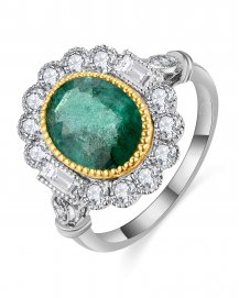 OVAL EMERALD DIAMOND RING (TR5180)