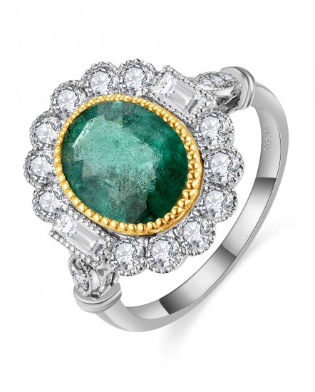 OVAL EMERALD DIAMOND RING (TR5180)