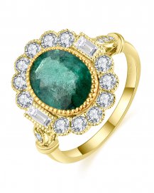 OVAL EMERALD DIAMOND RING (TR5180)