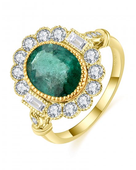 OVAL EMERALD DIAMOND RING (TR5180)