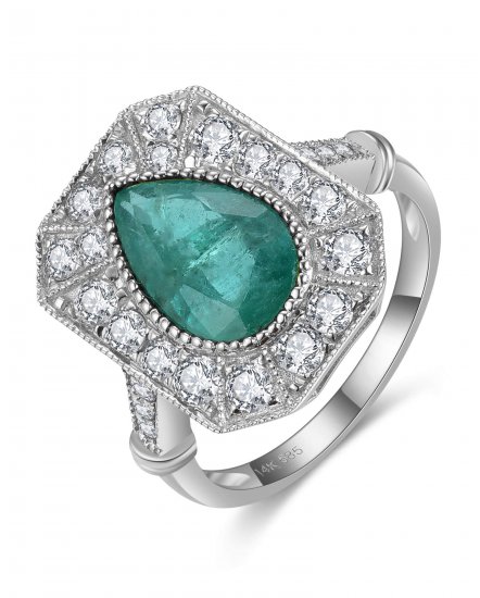 PEAR EMERALD DIAMOND RING (TR5188)