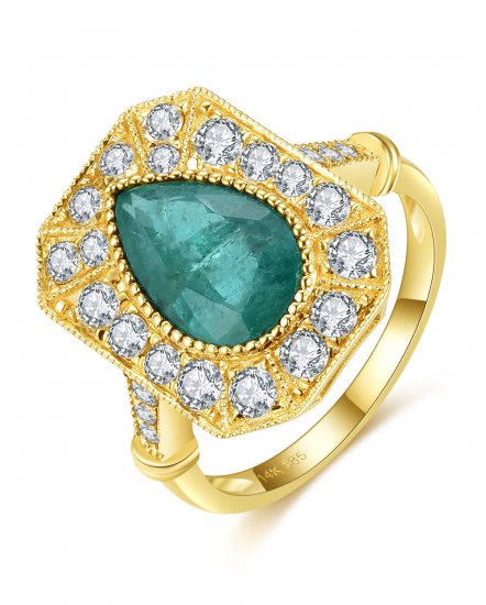PEAR EMERALD DIAMOND RING (TR5188)