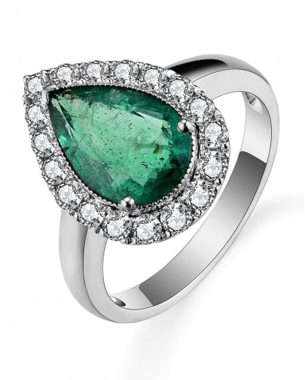 PEAR EMERALD DIAMOND RING (TR5318)