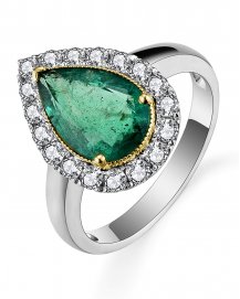 PEAR EMERALD DIAMOND RING (TR5318)