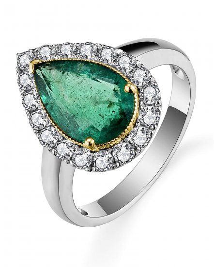 PEAR EMERALD DIAMOND RING (TR5318)