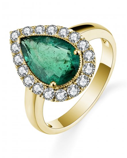 PEAR EMERALD DIAMOND RING (TR5318)