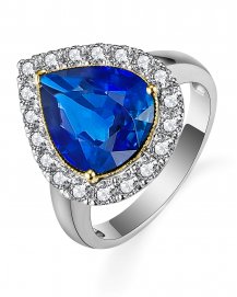 PEAR SAPPHIRE DIAMOND RING (TR5339)