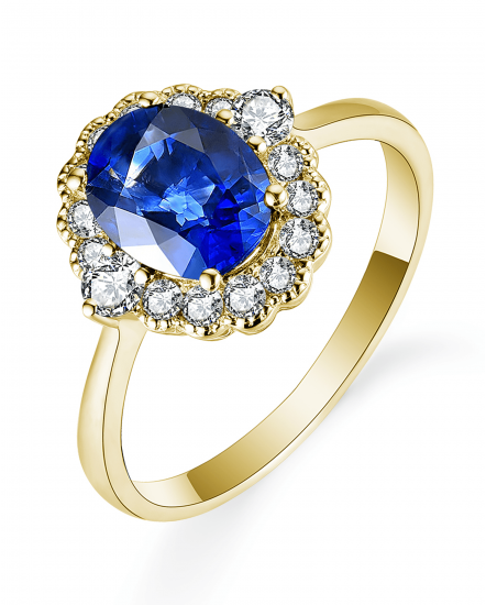 OVAL SAPPHIRE DIAMOND RING (TR5395)