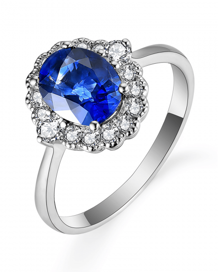 OVAL SAPPHIRE DIAMOND RING (TR5395)
