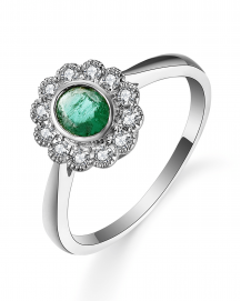 OVAL EMERALD DIAMOND RING (TR5406)