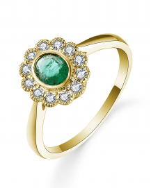 OVAL EMERALD DIAMOND RING (TR5406)