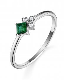 PRINCESS CUT EMERALD DIAMOND RING (TR5410)